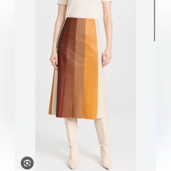 NWT MOTHER The Bits And Pieces Skirt Faux Leather Multicolored Size M 70s - Picture 2 of 15